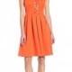Tommy Hilfiger Women's Lace up Front Fit and Flare Dress, Tangerine, 10 - Ussalezin