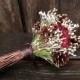 Red & White Winter Wedding Bouquet - Cranberry Forest Glade - Pine, Juniper, Osage and Lapsana