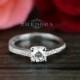 0.85 Ct Round Cut Engagement Wedding Ring with Accent Channel Set 14k White Gold Bridal
