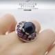 Mysterium Niger Pearl  B.25 - Gothic silver ring, diamonds and Black Pearl, black pearl ring, victorian ring, black sea pearl ring,