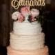 Mr Mrs Wedding Cake Topper Custom Last Name Personalized Wood Cake Topper Rustic Wedding Gold cake topper
