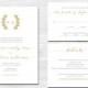 Rustic Gold Printable Wedding Invitation, RSVP card, and Details card Calligraphy themed - Download