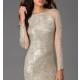 Short Long Sleeve Dress with Sheer Panels - Brand Prom Dresses