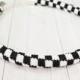 Necklace black and white, checkerboard pattern, crochet hook necklace, black necklace, necklace with beads, white necklace, tube, rope bead
