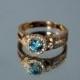 Gold Engagement Ring, Zircon Ring, Birthstone ring, Gemstone ring, Engagement ring, Halo ring, Birthstone halo ring, Blue stone ring