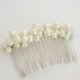 Ivory Cream Pearl Hair Comb Hair Fascinator Wedding Accessory Bridal Hair Piece Budget Hair Comb Wedding Veil Attachment Tiara Silver Comb