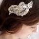 lace hair piece, bridal headpiece, lace bridal hair accessories, ivory hair piece -FLUTTER- lace head piece, lace wedding hair comb crystals