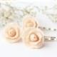 SALE Ivory rose hair pin set of 3, hair clips, blossom, Wedding hair accessories, Bridal hair flower, Bride flower pin, Rustic wedding