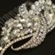 Vintage Style Bridal Rhinestone Hair Comb with Ivory or White Swarovski Pearls or Without Pearls or Only Brooch for Less