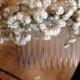 Dried Gypsophila Baby's Breath Ladies Hair Comb Slide Flowers Wedding Rustic Boho