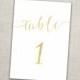 Gold Table Numbers Printable / Slant Calligraphy Script / Instant Digital Download / #1-30 / 5x7 inch cards / Wedding Reception/Dinner Party