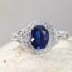 Blue Sapphire Filigree Milgrain Solitaire Oval Engagement Ring 1.5 2 ct 8x6mm 14k 18k White Yellow Rose Gold-Platinum-Wedding-Anniversary