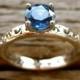 Blue Ceylon Sapphire Engagement Ring in Palladium with Vintage Inspired Scroll Pattern Size 5