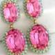 Pink Chandeliers, Pink Turquoise Earrings, Mint Pink Earrings, Swarovski Chandelier Earrings, Pink Turquoise Chandeliers,Bridal Earrings