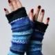 Blue Fingerless Gloves - Gift - Merino Wool Fingerless Gloves - Wool Arm warmers - Fingerless gloves - Fashion Gloves   nO 55.
