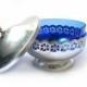 Vintage sugar-bowl, Blue Glass Bowl with Silver Plate Base, Blue Candy Bowl, Small silve bowl, Antique Sugar bowl Cobalt Blue Glass  USSR