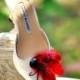 Shoe Clips Red Black. Green Ivory Royal Blue Purple Orange Yellow Couture. Mixed Feathers Accessory, Chic Stylish Glamour Diva, Bridal Bride