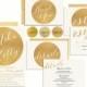 Gold Wedding Invitation Suite Printable, Metallic Wedding Invite, Wedding Invitation set, Template, Gold Glitter, Modern, DIY, Digital