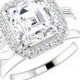 2.25 ct Asscher Forever One Moissanite & Diamond Wedding Set 14k 18k Platinum, Moissanite Wedding Sets Bridal Jewlery