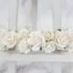 White flowers crown - rose headpiece -  wedding floral halo - hair garland - head wreath