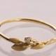 Leaves Diamond Ring No. 1 - 14K Gold and Diamond engagement ring, engagement ring, leaf ring, filigree, antique, art nouveau, vintage
