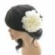 Wedding hair flower, Ivory flower hair clip, Wedding flower hair fascinator, bridal hair accessory, ivory hair piece, Dahlia hair flower