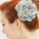 Bridal hair clip, wedding accessory, flower head piece, blue floral hair accessory - Blue Danube