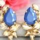 Blue Champagne Earrings, Royal Blue Earrings, Gift For her, Bridal Earrings, Swarovski Earrings, Navy Blue Earrings, Bridesmaids Earrings
