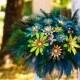 Bridal brooch bouquet  with feather PEACOCK PRIDE  - wedding keepsake made by hairbowswonderworld