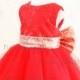Gold Sequin Sash Toddler Pageant Dress, Red Flower Girl Dress, Baby Birthday Dress, New Born Dress, PD117