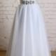 Soft Layered Tulle Skirt Wedding Dress with Spaghetti Straps Classic Lace Bodice Bridal Gown with Beading Sash