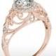 Forever One Moissanite Engagement Ring 14k Rose Gold - Moissanite Engagement Ring 14k Pink Gold - Engagement Rings for Women