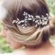 Bridal headpiece, Swarovski crystal hair vine, demi halo, hair accessories, back of head, boho wedding, crystal leaves, sparkly wreath