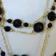 Black Agate Statement Long Multi Strand Chanel style Necklace, Beaded Holiday Necklace, Fashion jewelry, Gift for Her, Womens Gift