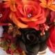 Wedding Bouquet Bridal Silk flowers Lily ORANGE BROWN FALL Red White 17 pcs package  Free shipping decoration " Roses and Dreams"