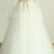 Romantic ivory a line lace wedding dress with removable train and long sleeves