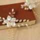 Bridal Pins, Wedding Headpiece, Hair Accessory made of clear crystals and ivory pearls.