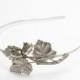 Autumn headband oak leaf acorn fall hair accessory woodland silver finish bridal hair accessory