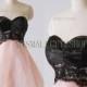 Black and pink prom dress,Organza bridesmaid dress,Knee-length formal dress,Sweetheart party dress,evening dress,A-line Homecoming dress