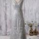 2016 V Neck Bridesmaid Dress Long, Silver Wedding Dress, V Back Prom Dress, Women Formal Dress, Cocktail Dress Floor Length (G191)