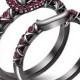 Pink Sapphire Black Bridal Engagement Ring