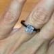 Black Gold Engagement Ring BLOOMED LOVE Princess Cut White Topaz 1.25ct 14kt Gold Black Rhodium Engagement Ring Wedding Ring