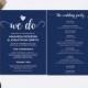 Navy Wedding Programs - Wedding program templates pdf instant download - Navy blue menu- Downloadable wedding program templates 