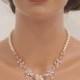 Rose Gold Bridal necklace SET, Rose Gold Wedding necklace, Wedding jewelry, Pearl Bridal necklace, Rose gold earrings, Crystal necklace