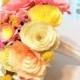 Paper flower bouquet, Coral and peach wedding bouquets, Yellow garden wedding bouquet, Alternative bouquet, Bridal bouquet, Toss bouquet