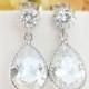 Big CZ teardrop dangle Earrings, Stud Earrings, Bridesmaid Gift, Bridal earrings, Maid of honor gift, Gift earrings, Wedding earrings,