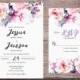 Printable Watercolor Floral Wedding Invitation Suite, Spring Flowers, Modern, Invites, DiY Wedding, Print Yourself - Jessica2