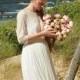 Cream tulle and peach lace bridal gown,wedding dress - made by your measurments