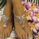 BUTTERFLY - barefoot sandals - silver (ooak)