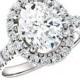 9x7mm Oval Forever One Moissanite & Diamond Halo Engagement Ring 14k White Gold, 18k or Platinum, Moissanite Engagement Rings for Women 2 CT